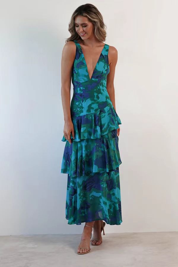 LISA | Abito Maxi Floreale con Volant