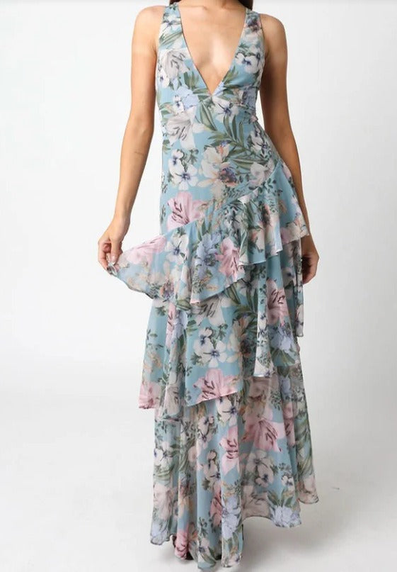 LISA | Abito Maxi Floreale con Volant