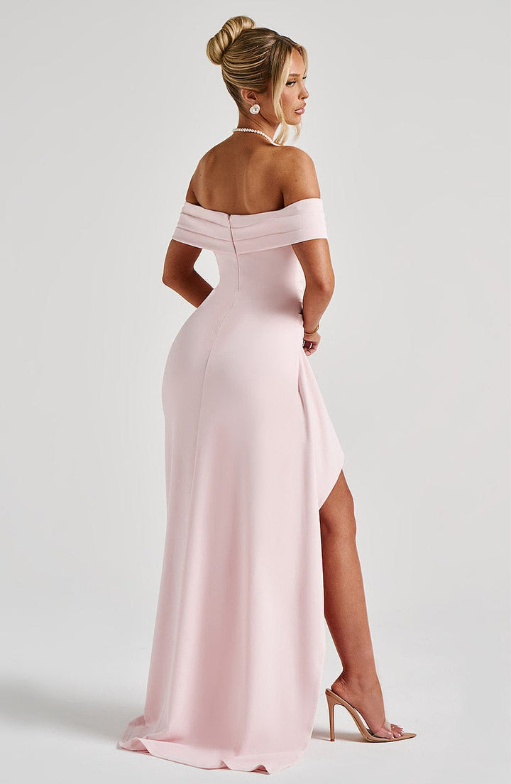 KIM | Abito Maxi in Satin Off-Shoulder