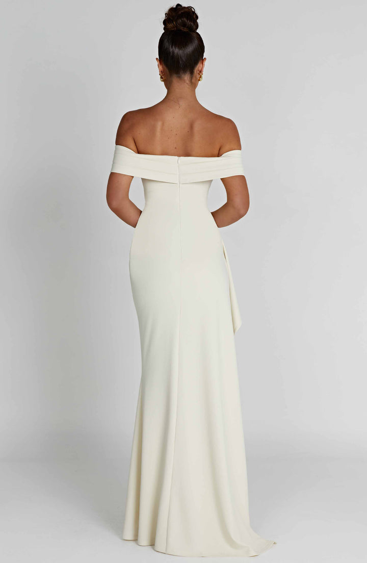 KIM | Abito Maxi in Satin Off-Shoulder