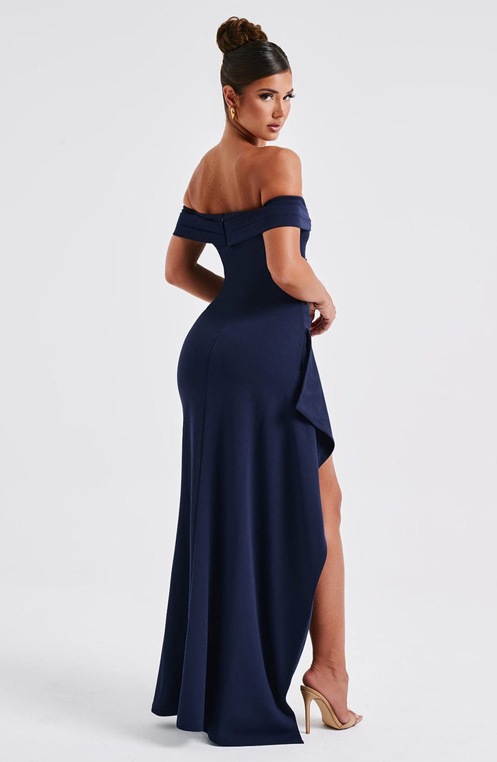 KIM | Abito Maxi in Satin Off-Shoulder
