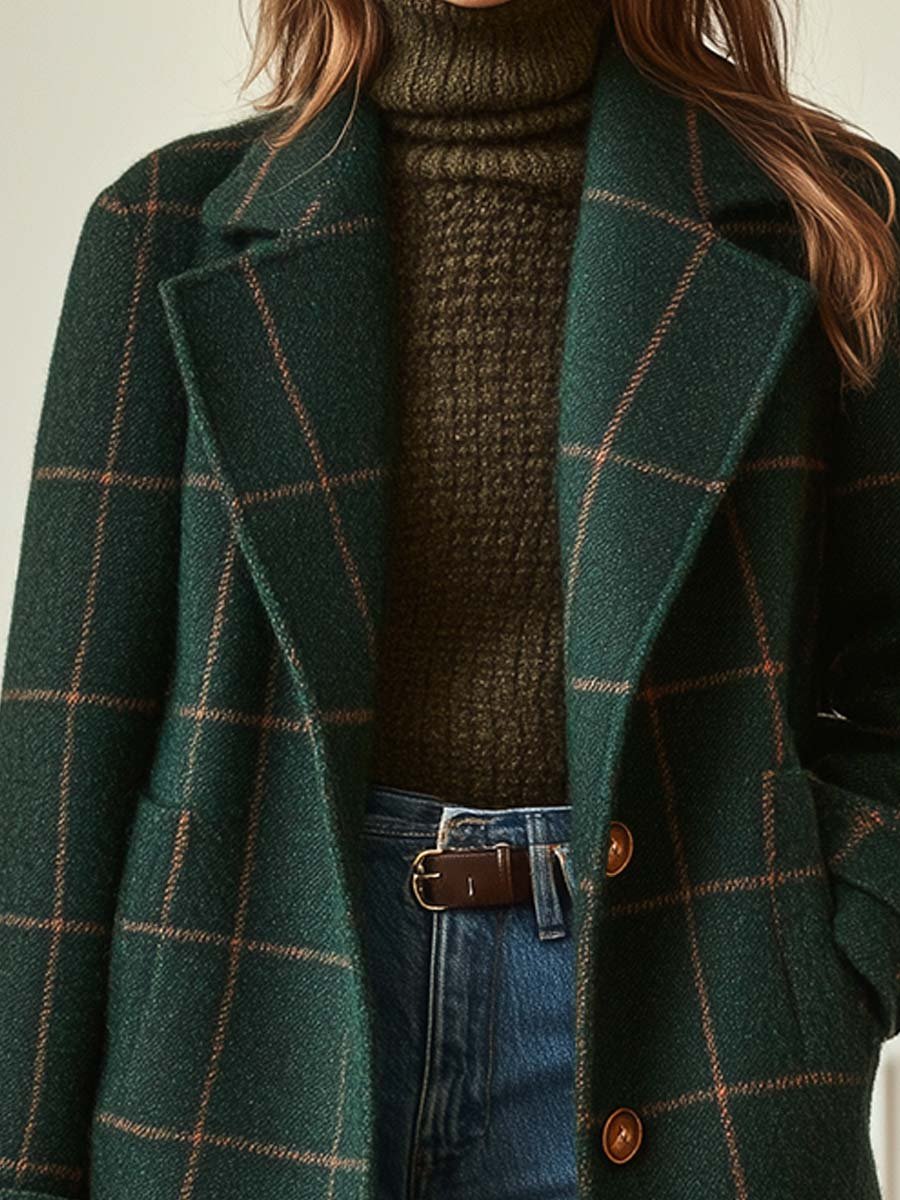 Paola | Cappotto lungo in lana a quadri senza tempo
