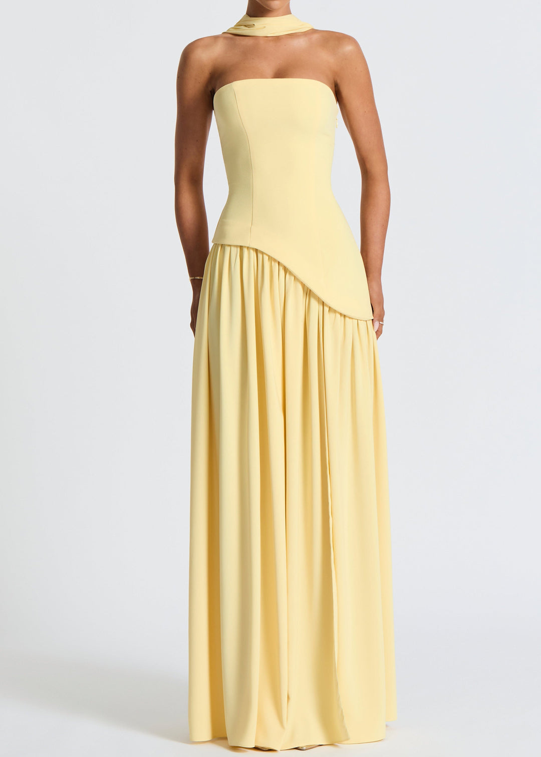 LINA | Abito Maxy Senza Spalline con Alta Fessura