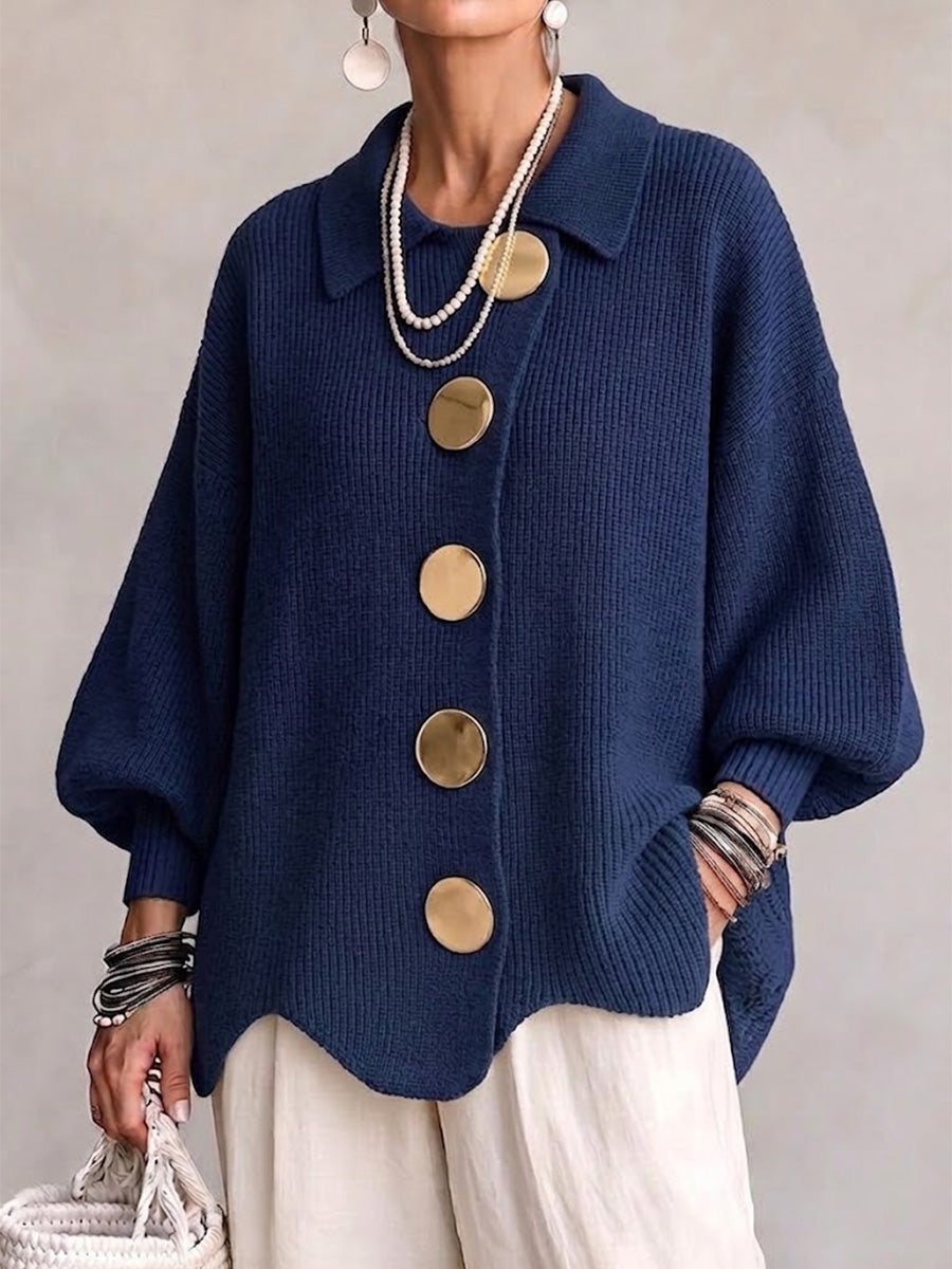 Eleonora | Cardigan Oversize con Bottoni Metallici Grandi
