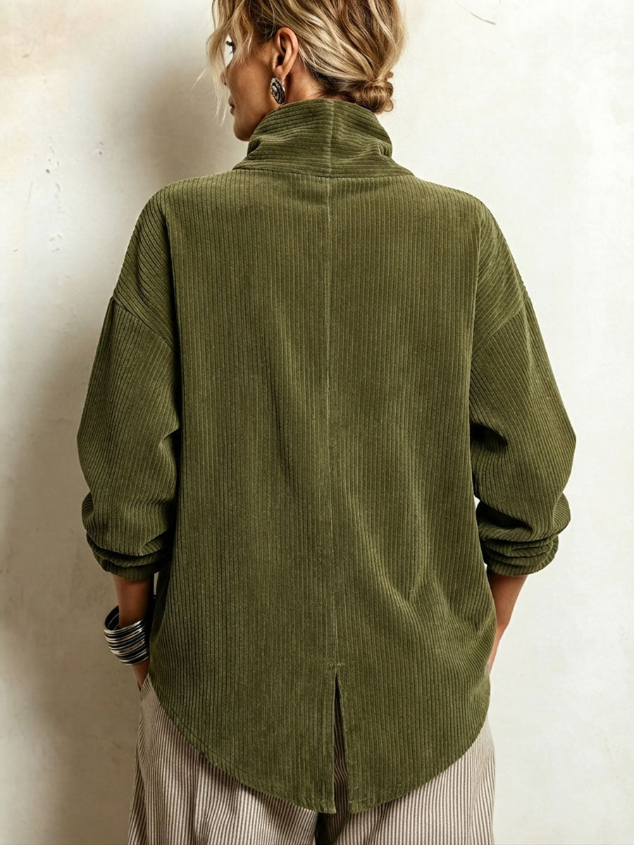 Sandra | Giacca in maglia a coste verde oliva