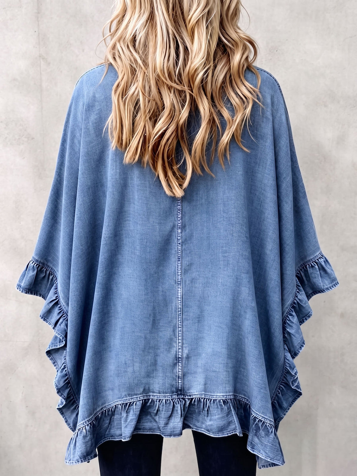 Elena | Cardigan in Denim con Rouches Chic Boho