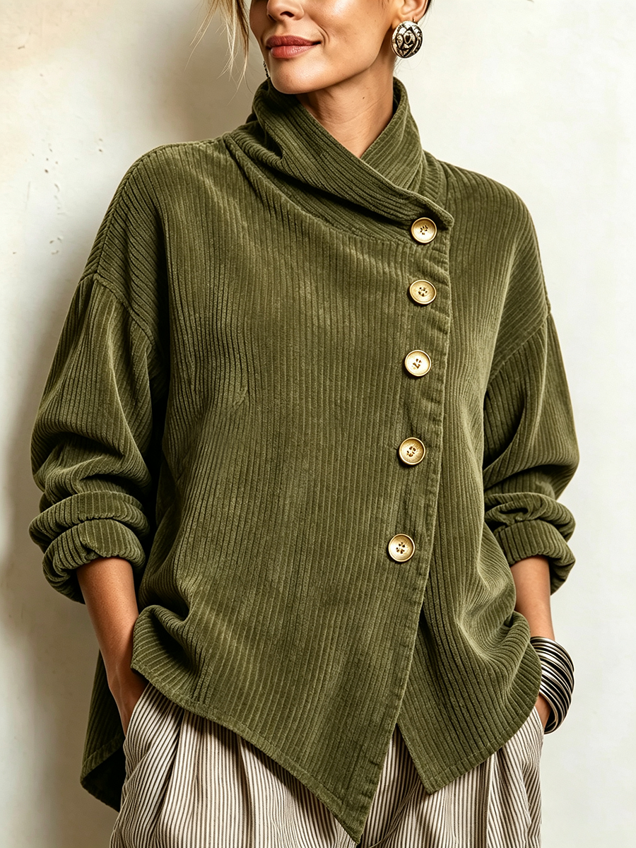 Sandra | Giacca in maglia a coste verde oliva