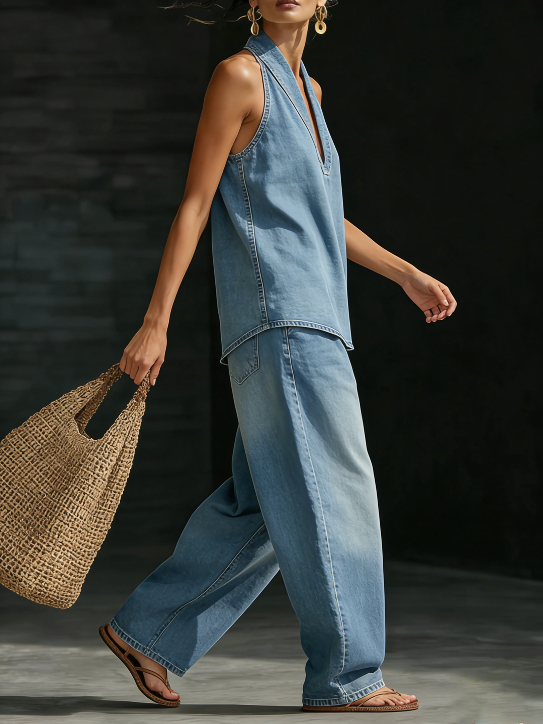 Elena | Set Due Pezzi in Denim Minimalista e Confortevole