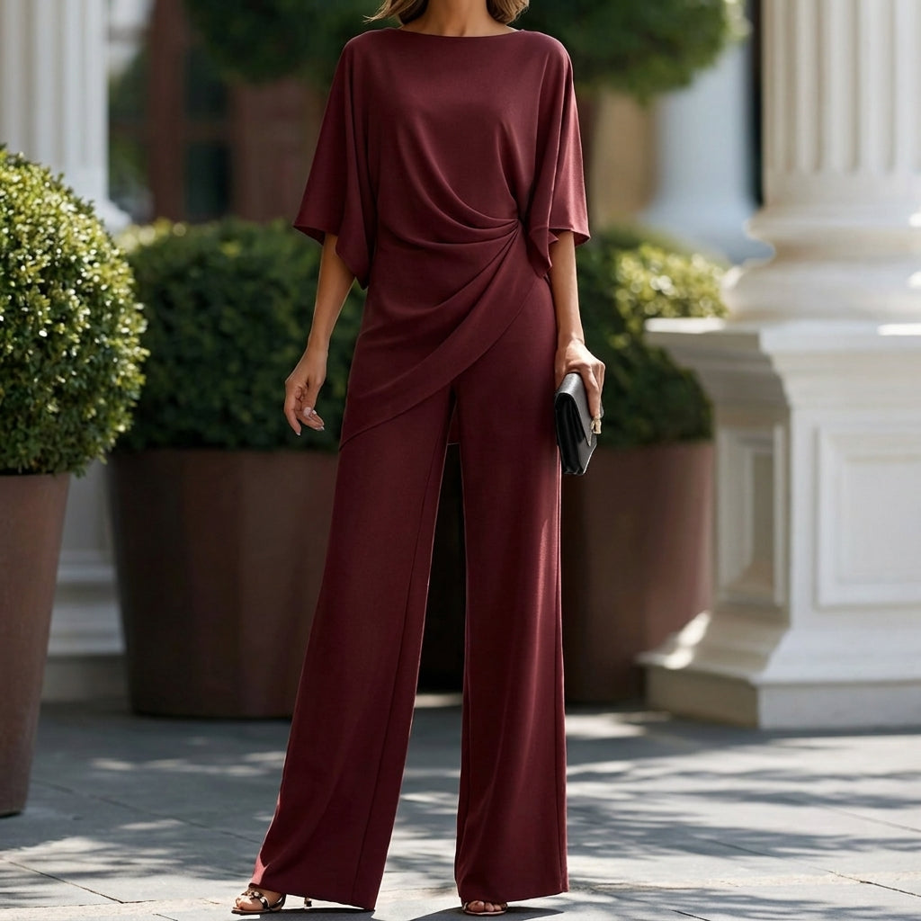 Gabriela | Completo di Blusa Drapeata e Pantalone Largo