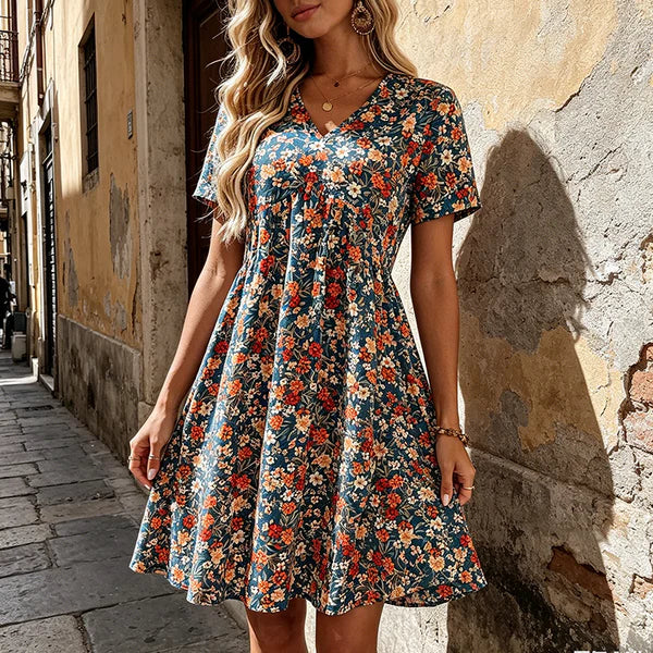 Bea - Vestito estivo floreale con scollatura a V