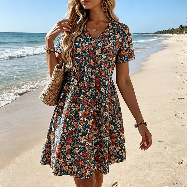 Bea - Vestito estivo floreale con scollatura a V