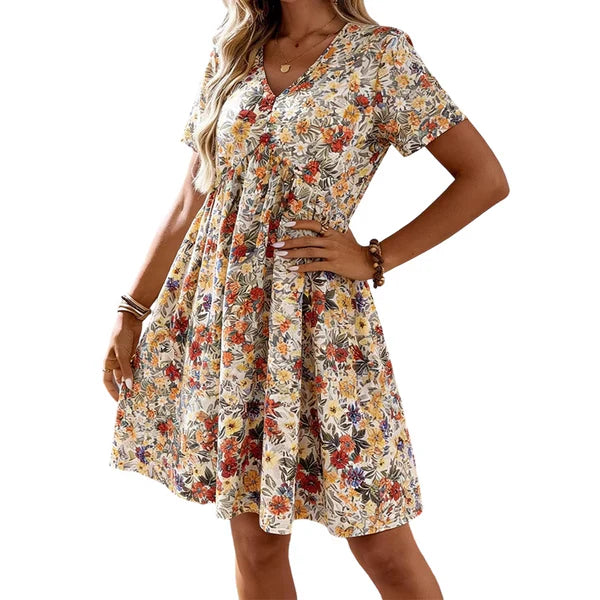 Bea - Vestito estivo floreale con scollatura a V