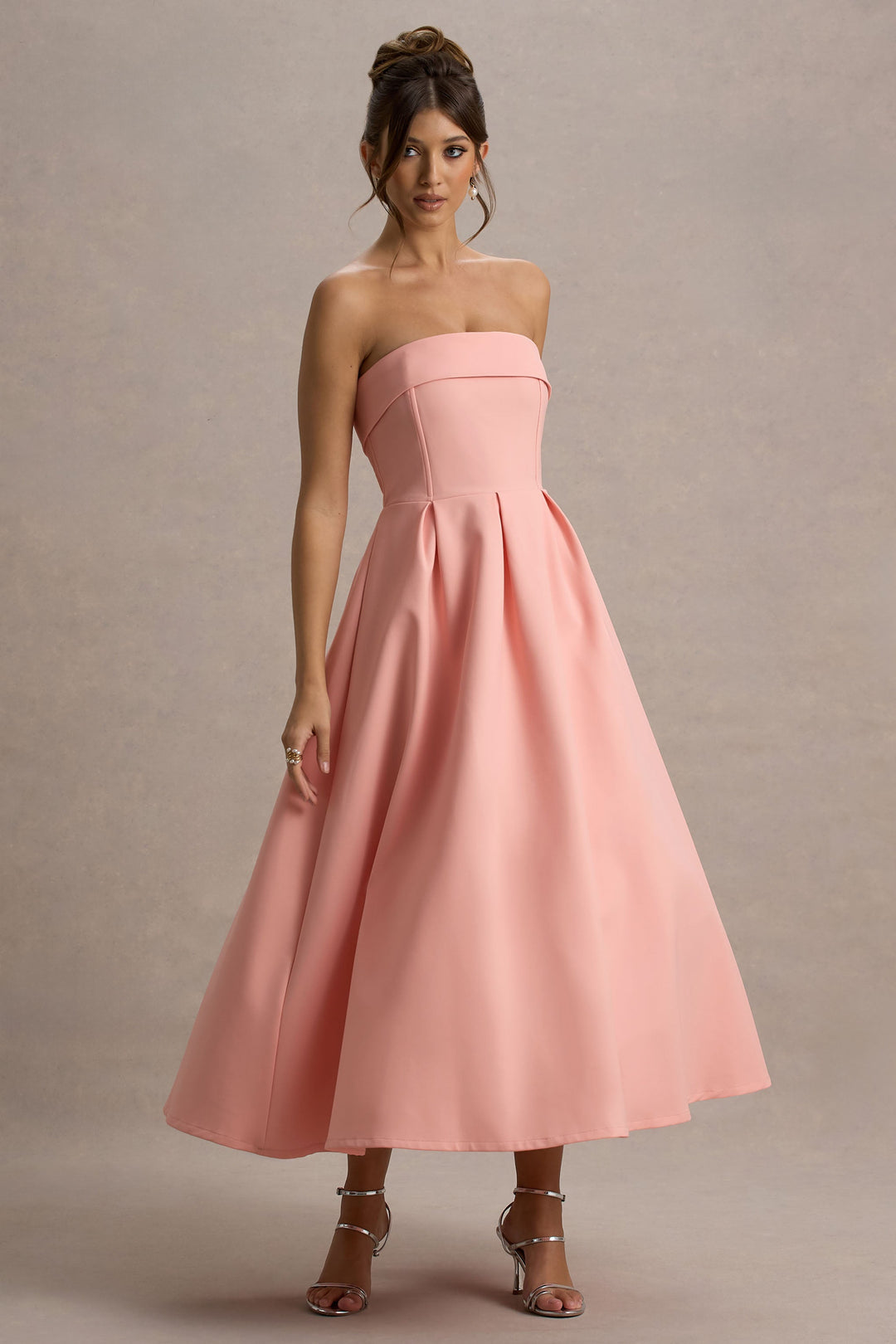 ANNE | Vestito Midi Elegante con Scollatura Senza Spalline