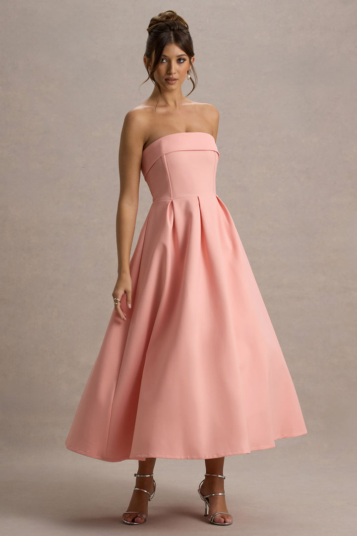 ANNE | Vestito Midi Elegante con Scollatura Senza Spalline