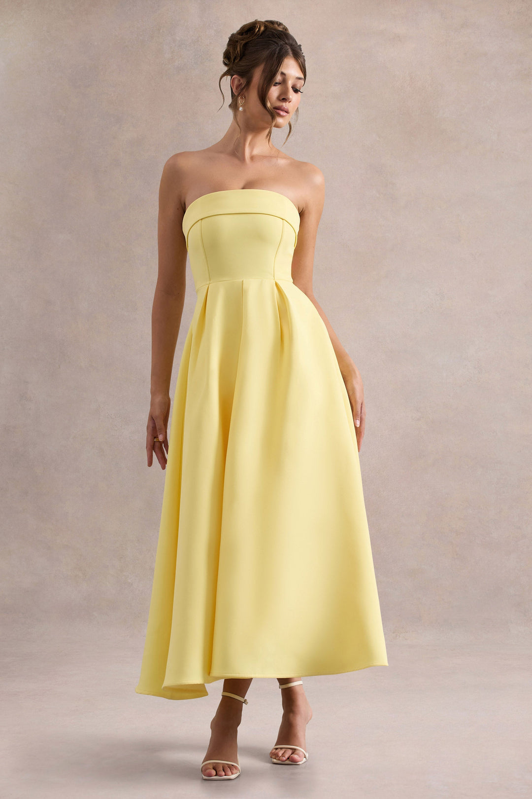 ANNE | Vestito Midi Elegante con Scollatura Senza Spalline