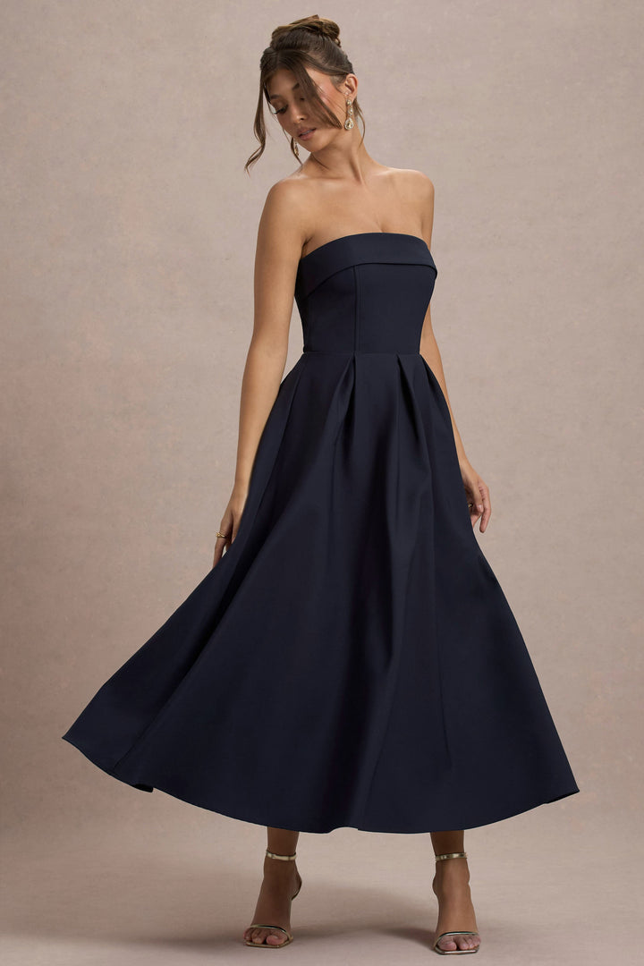 ANNE | Vestito Midi Elegante con Scollatura Senza Spalline