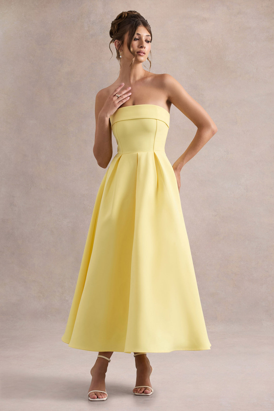 ANNE | Vestito Midi Elegante con Scollatura Senza Spalline