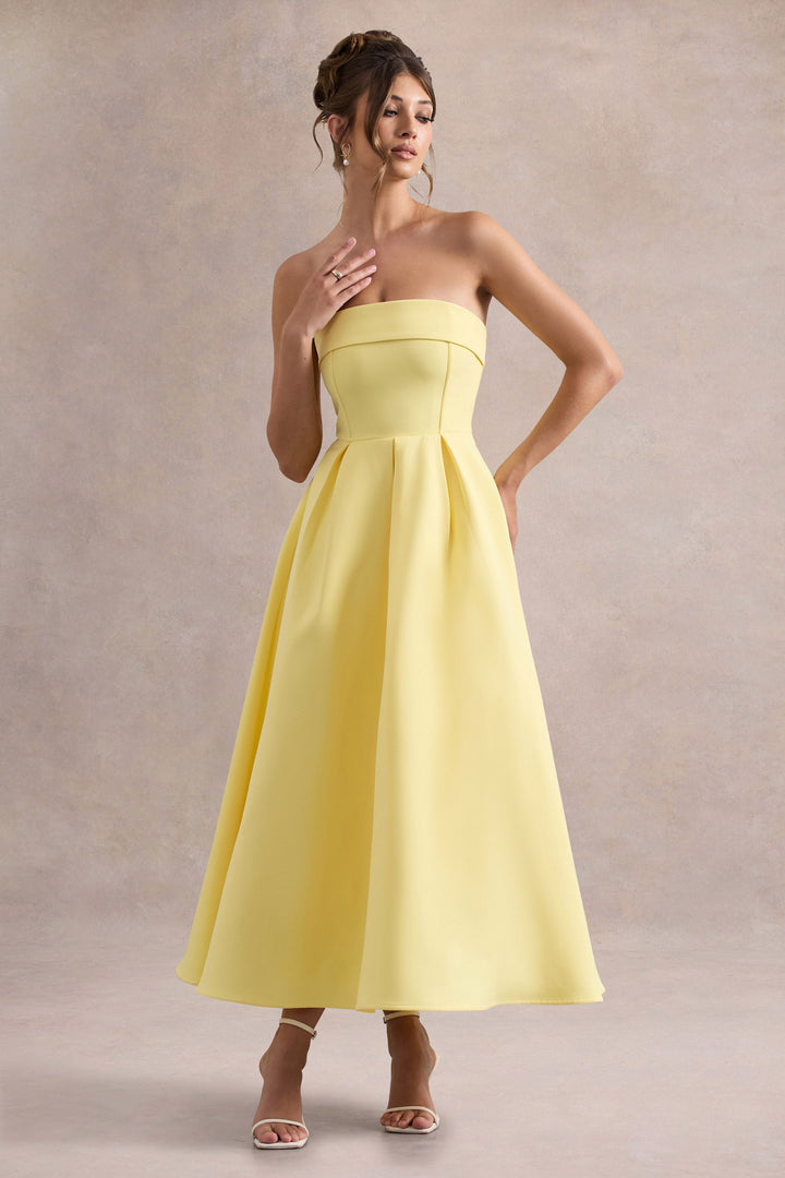 ANNE | Vestito Midi Elegante con Scollatura Senza Spalline