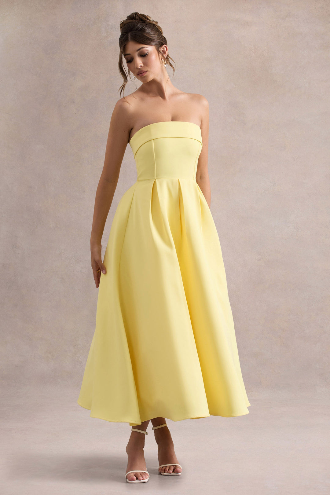ANNE | Vestito Midi Elegante con Scollatura Senza Spalline