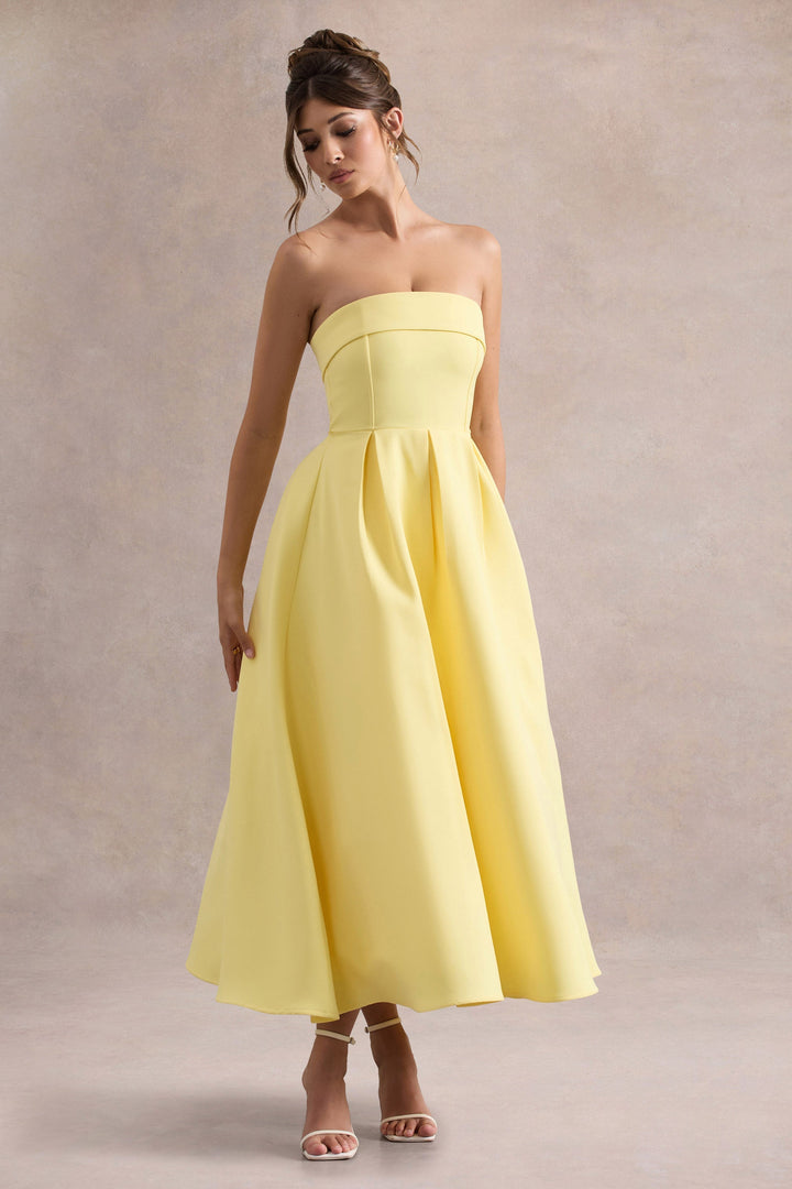 ANNE | Vestito Midi Elegante con Scollatura Senza Spalline