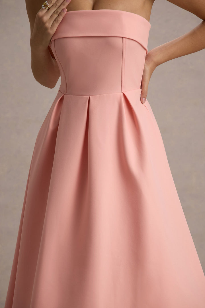 ANNE | Vestito Midi Elegante con Scollatura Senza Spalline