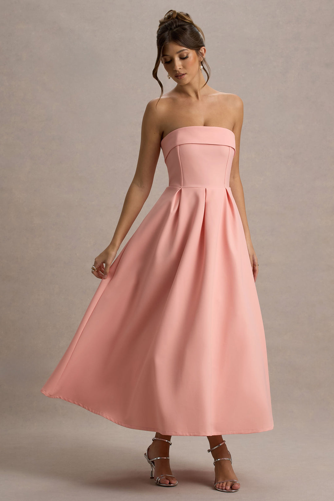 ANNE | Vestito Midi Elegante con Scollatura Senza Spalline