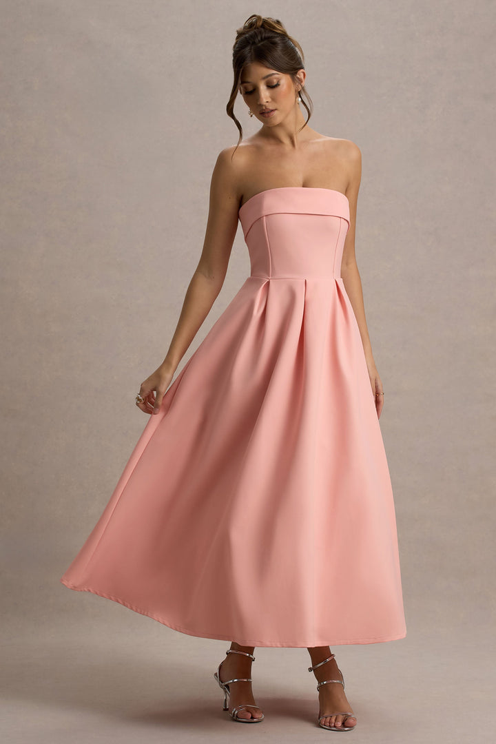 ANNE | Vestito Midi Elegante con Scollatura Senza Spalline